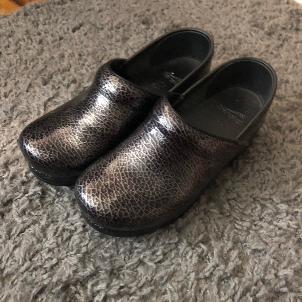 Dansko Black and Gray Mules
